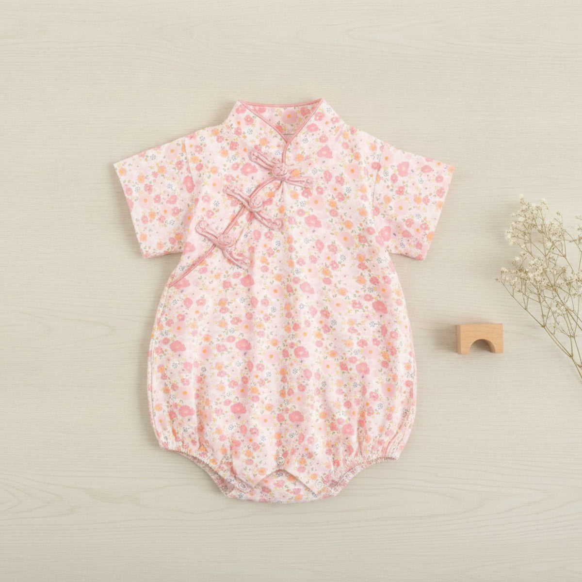 Barboteuse Bébé Fille Motif Floral en Coton - Été