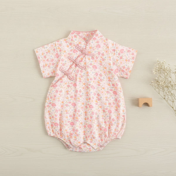 Barboteuse Bébé Fille Motif Floral en Coton - Été