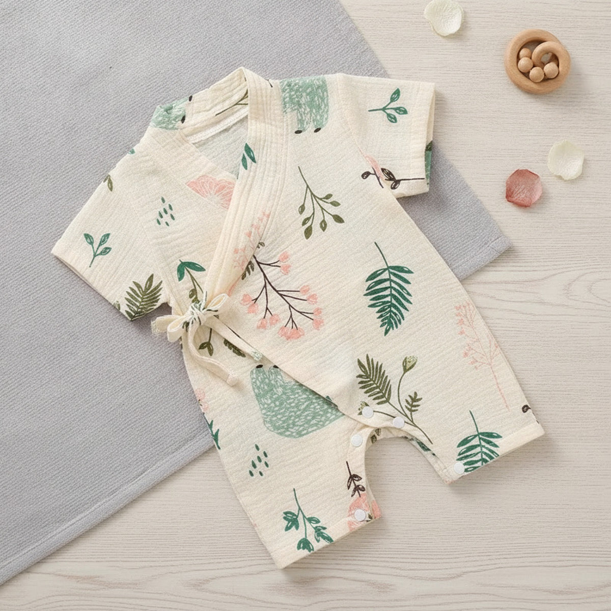Barboteuse Bébé Mixte Fleurie en Coton - Confort et Style pour Tout-Petits