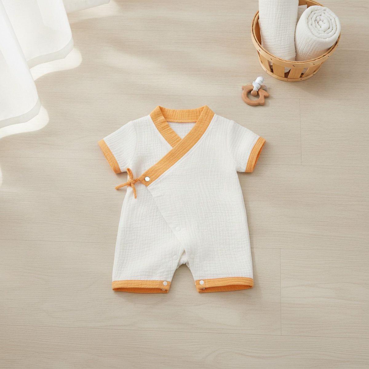 Barboteuse Bébé en Coton Muslin - Confort d'Été pour Filles et Garçons