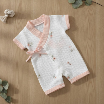 Barboteuse Bébé Mixte Florale en Coton - Confort d'Été