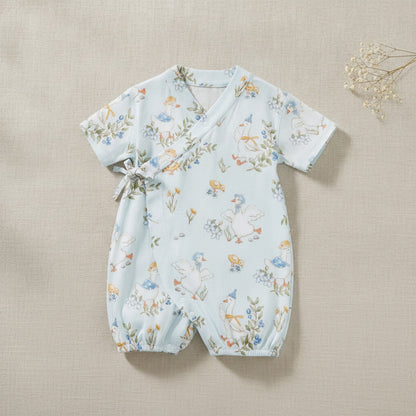 Barboteuse Bébé Mixte en Tricot V-Neck - Confortable et Style Japonais/Coréen