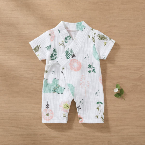 Barboteuse Bébé Mixte Fleurie en Coton - Style Quotidien