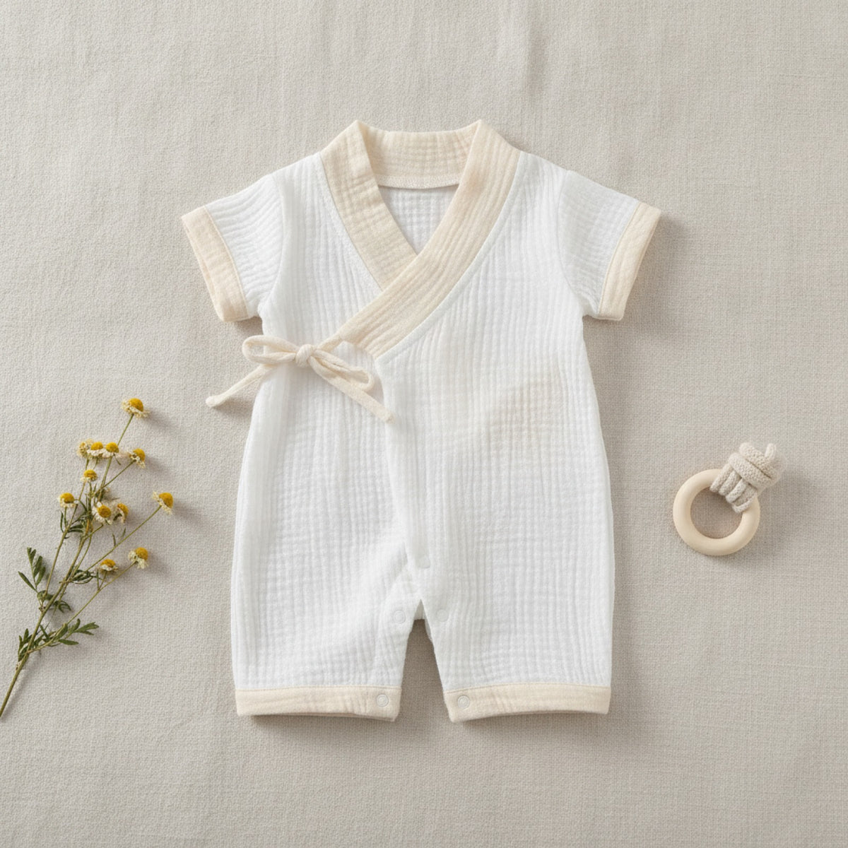 Barboteuse Bébé Mixte Fleurie en Coton - Été Confortable