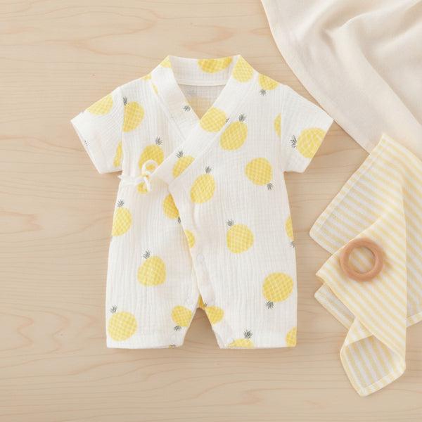 Barboteuse Bébé "Kimono" Fleurie en Coton - Unisexe