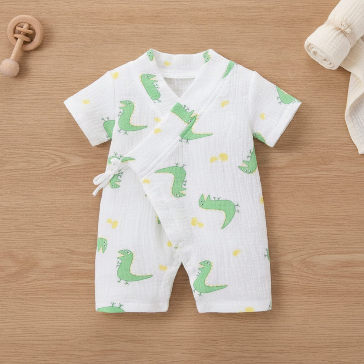 Barboteuse Bébé Été en Coton Muslin - Unisexe, Motif Plantes