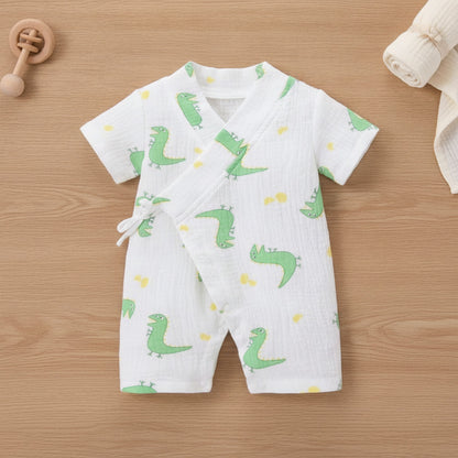 Barboteuse Bébé Été en Coton Muslin - Unisexe, Motif Plantes
