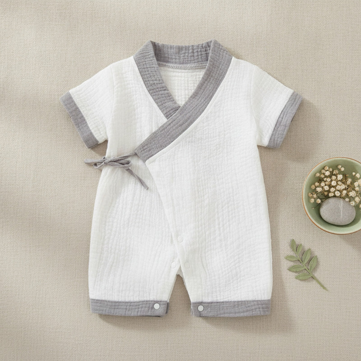 Barboteuse Bébé Été en Coton Muslin - Unisexe 0-24 Mois