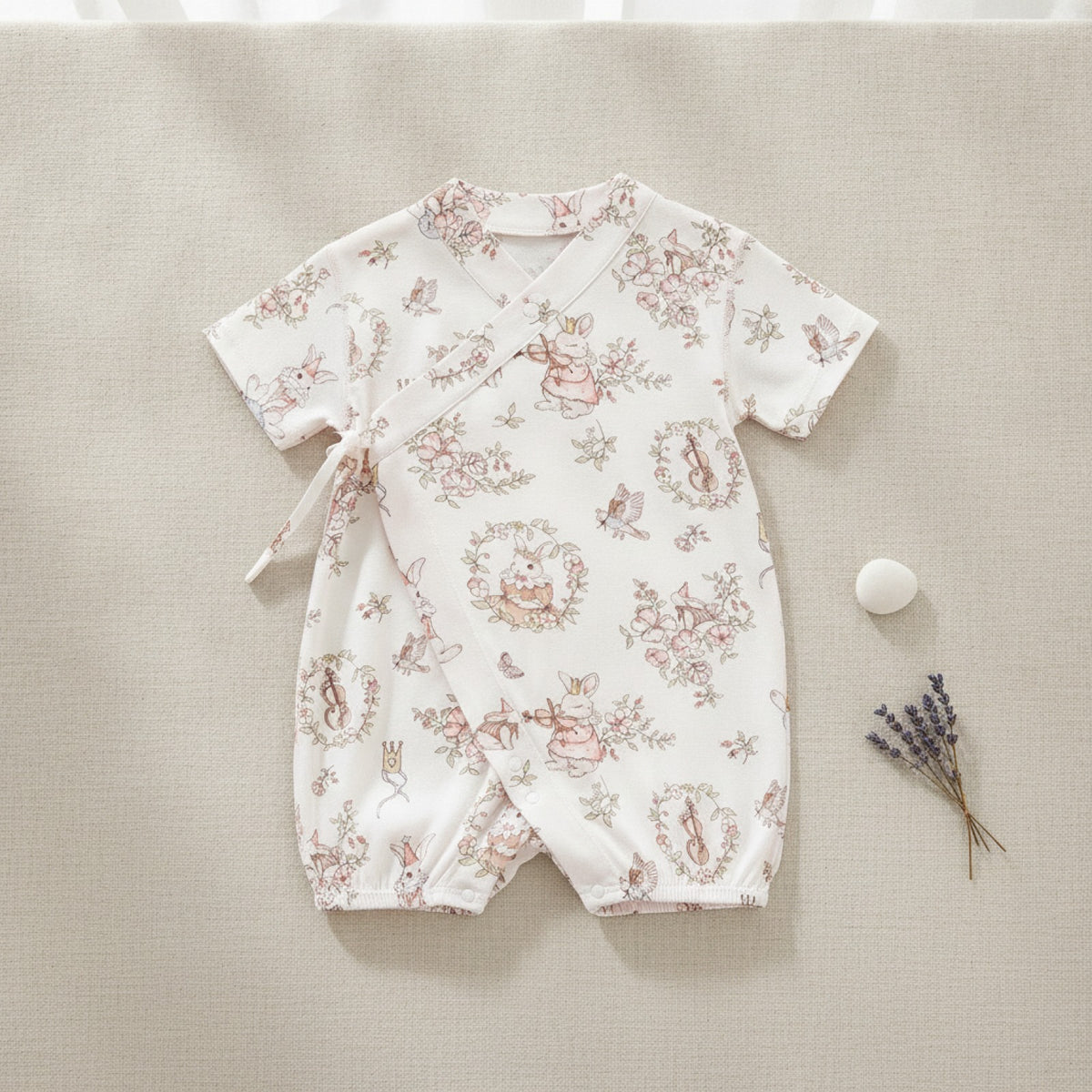 Barboteuse Bébé Mixte Manches Courtes V-Neck Imprimé Style Japonais/Coréen