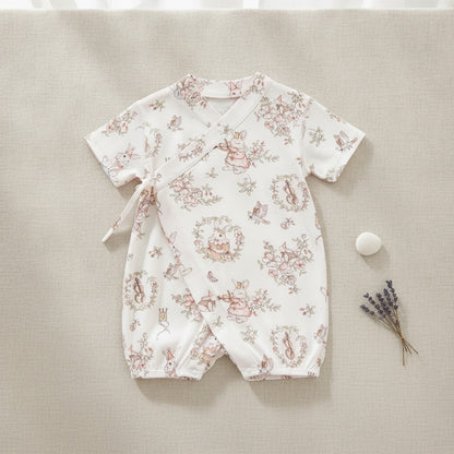 Barboteuse Bébé Mixte Manches Courtes V-Neck Imprimé Style Japonais/Coréen