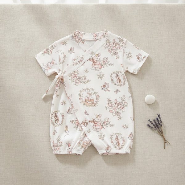 Barboteuse Bébé Mixte Manches Courtes V-Neck Imprimé Style Japonais/Coréen