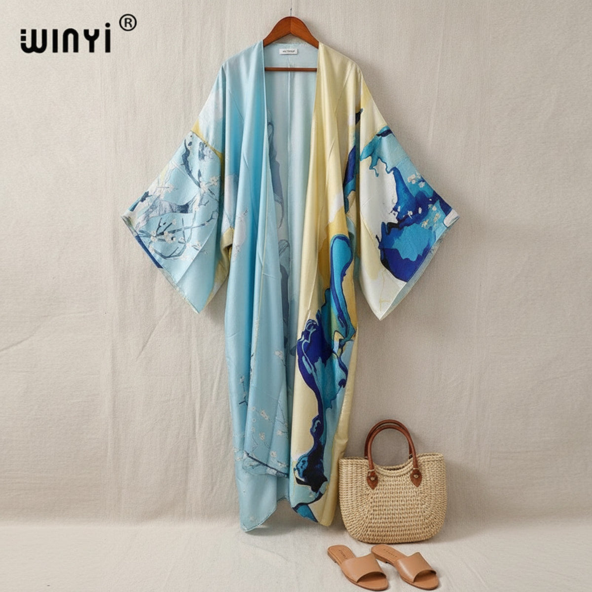 Kimono Long Bohème Imprimé Polyester Femme - Style Bohème Chic
