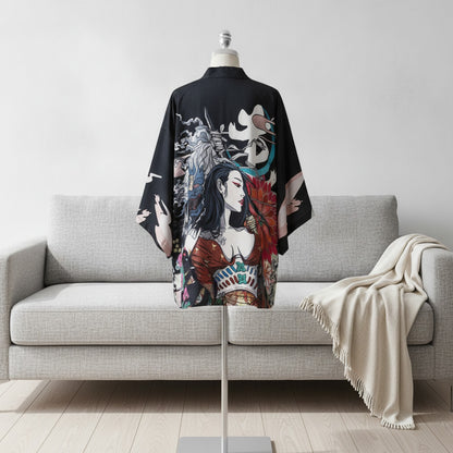 Kimono Court Polyester Motif Japonais EASTQUEEN