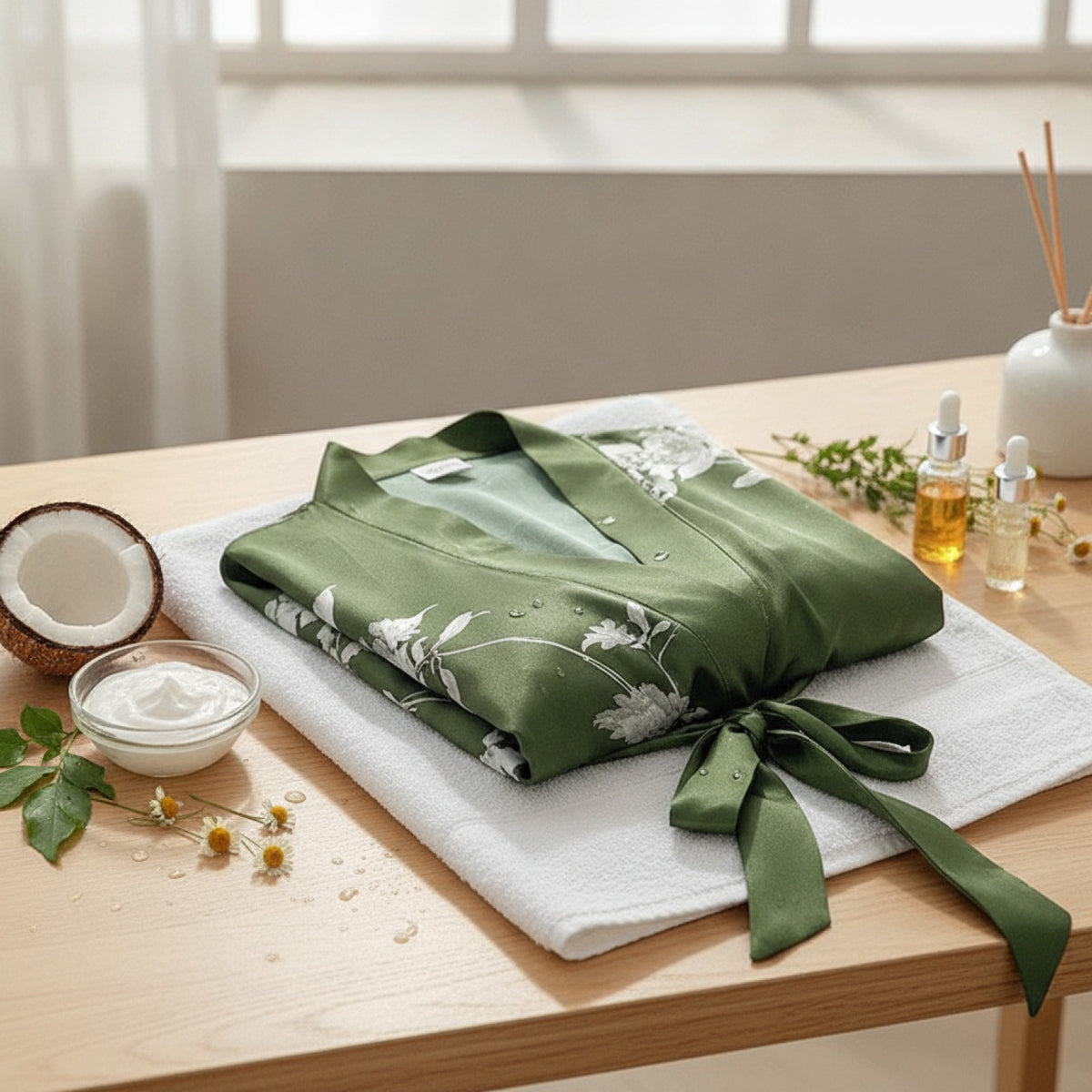 Kimono Long Fleuri en Satin pour Femme - Confort & Élégance