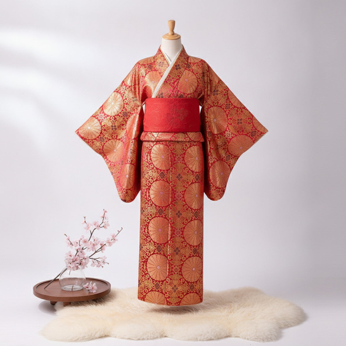 Kimono Femme Traditionnel Japonais en Satin - Taille Unique