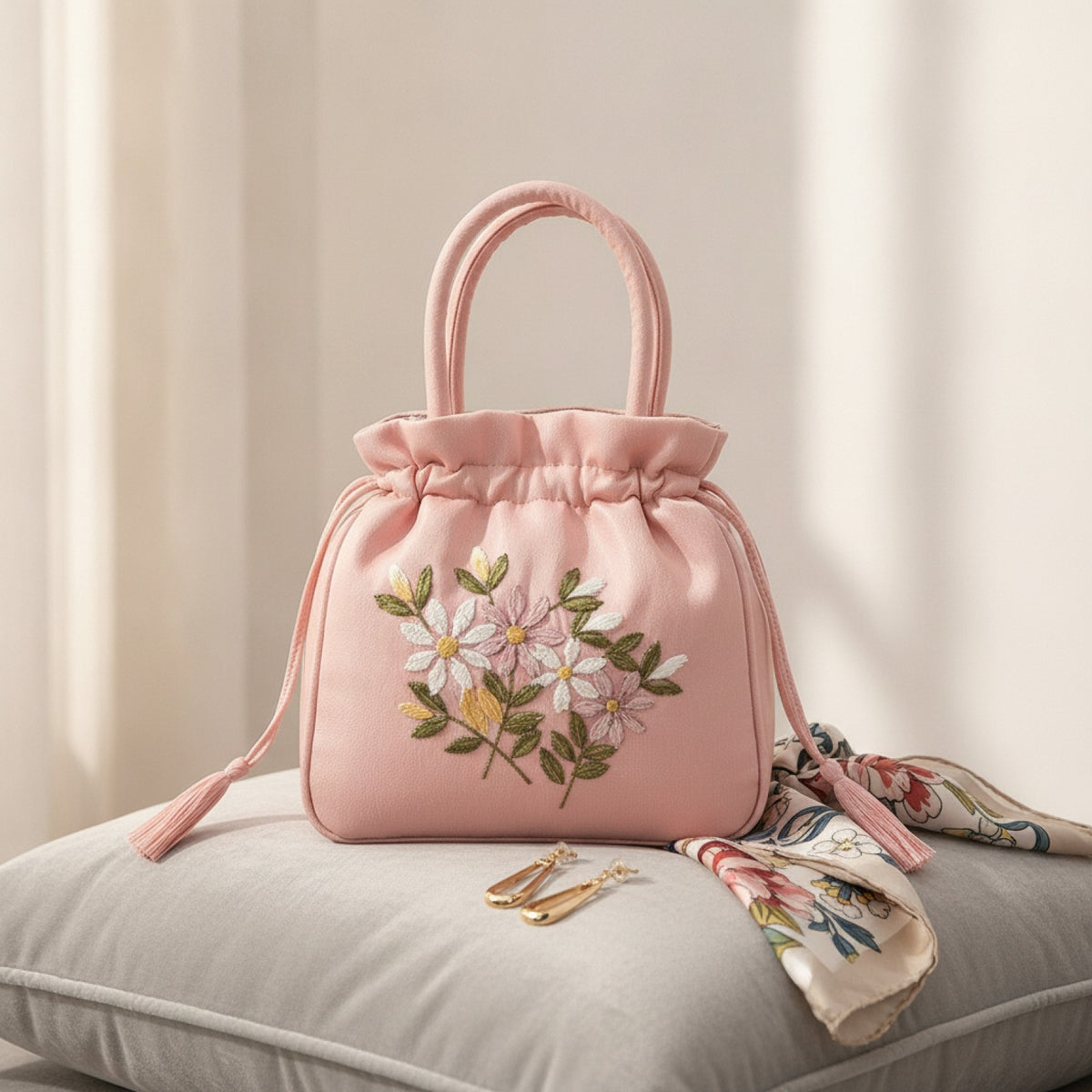 Sac à Main "Bourse Traditionnelle" Femme - Polyester Brodé Floral