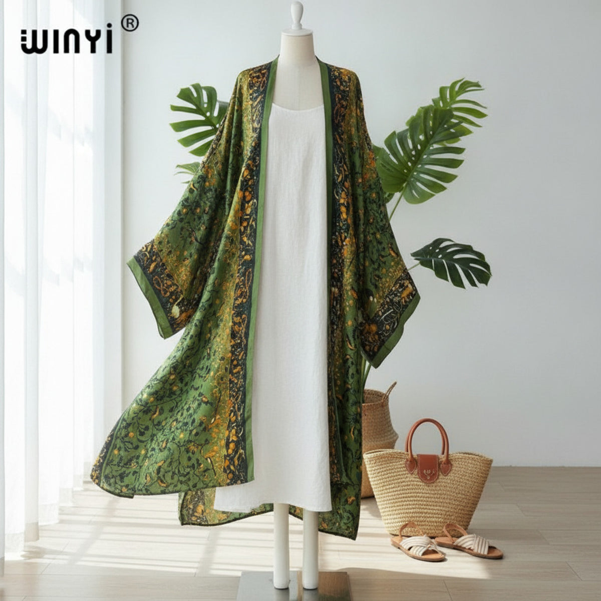 Kimono Long Bohème Imprimé Polyester Femme