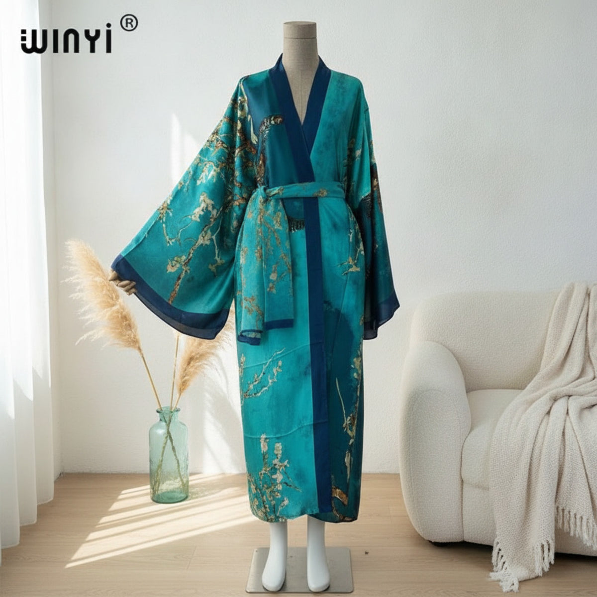 Kimono Long Bohème Imprimé Polyester Femme - Plusieurs Couleurs