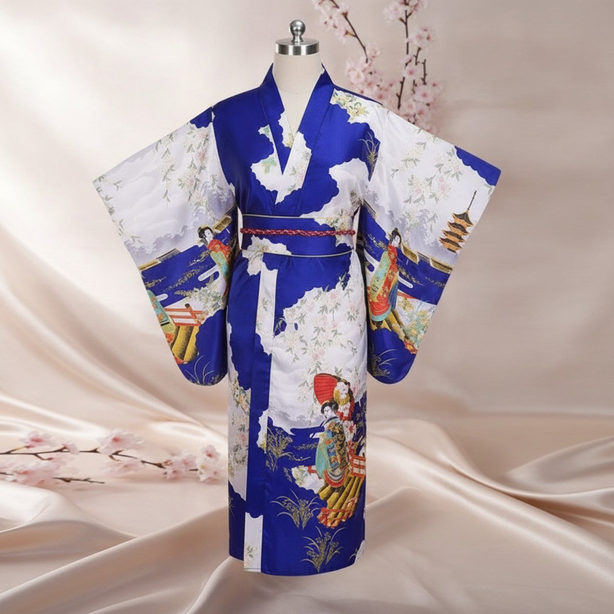 Kimono Traditionnel Femme Style Japonais Satiné - Taille Unique