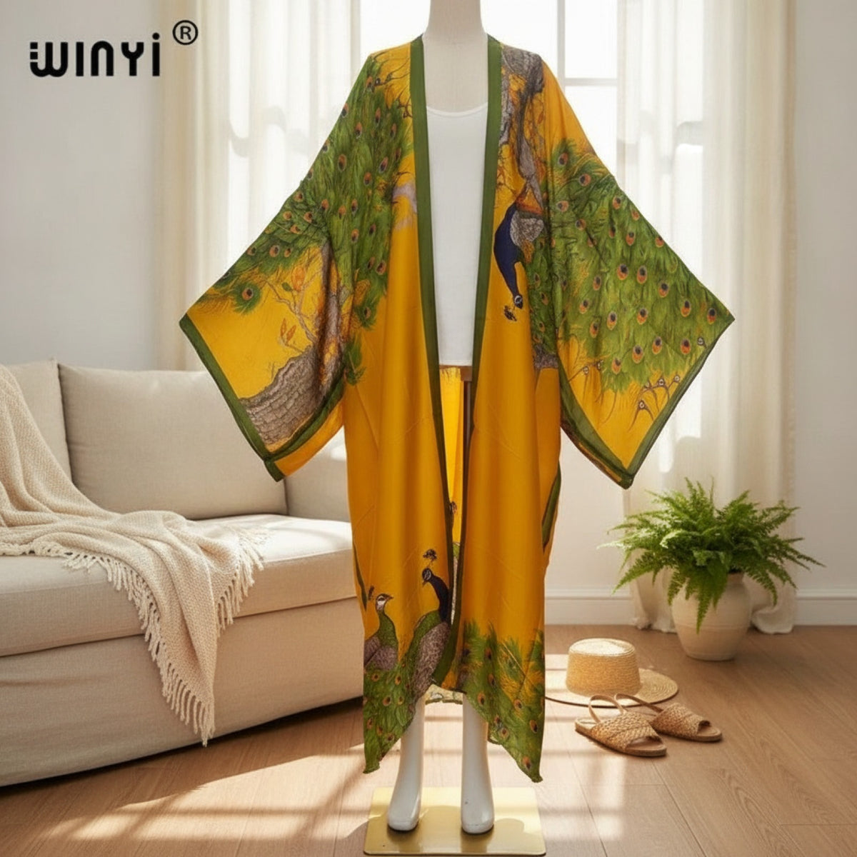 Kimono Long Bohème Imprimé Polyester Femme