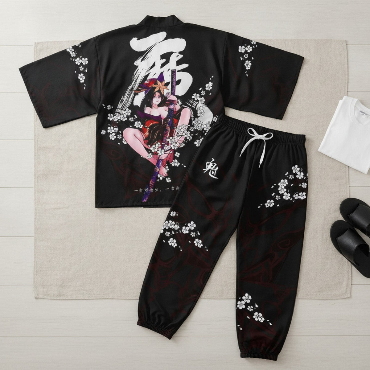 Ensemble Kimono Homme Polyester et Élasthanne Motif Japonais