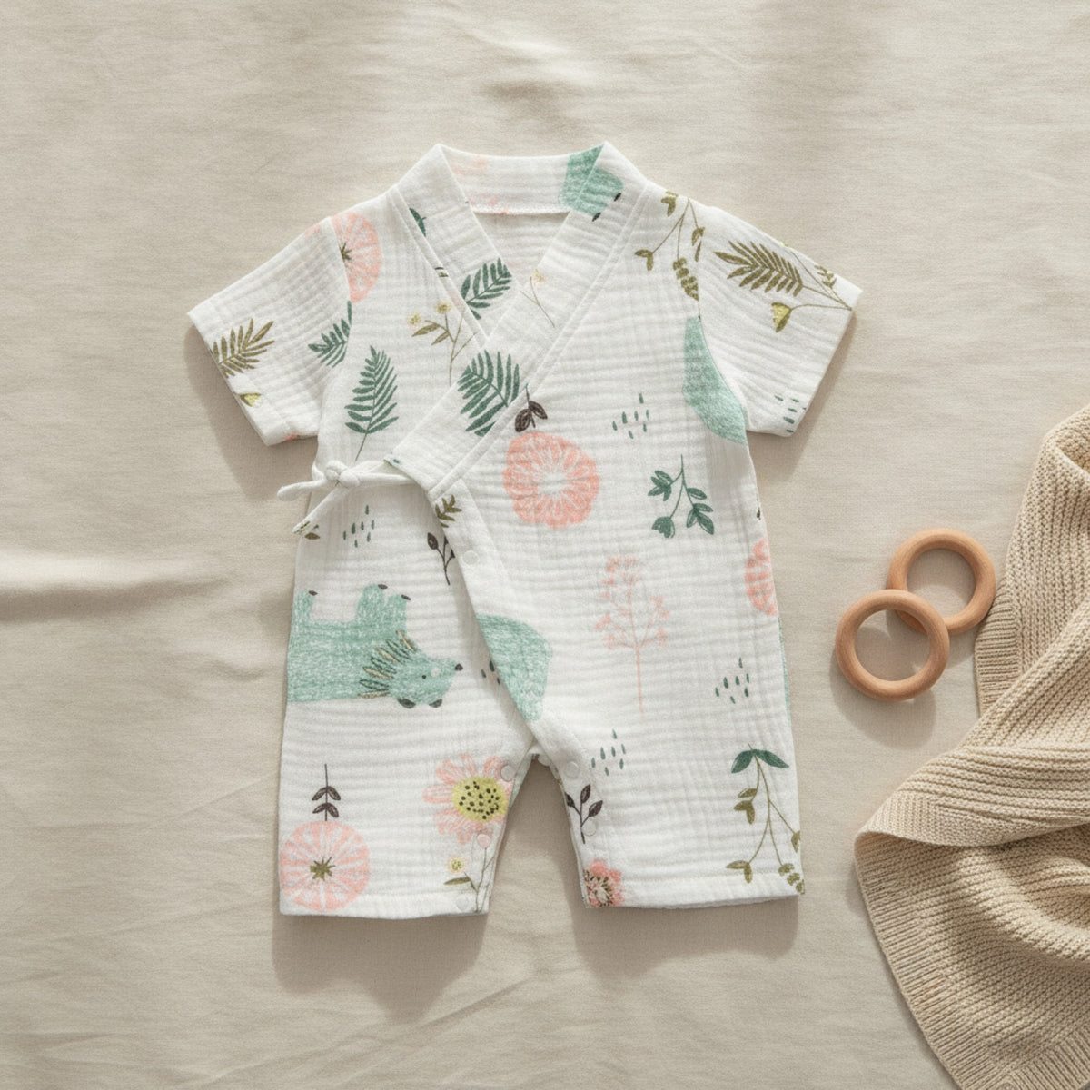 Barboteuse Bébé Été en Coton Doux - Unisexe 0-24 Mois