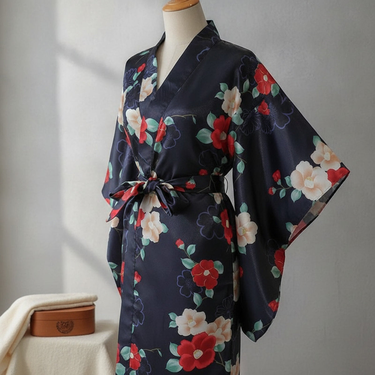 Kimono Femme Traditionnel Japonais en Satin et Polyester - Taille Unique