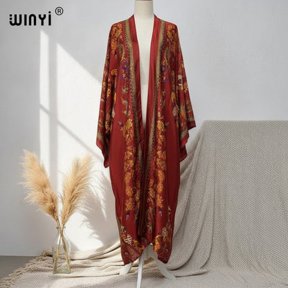 Kimono Long Imprimé Style Bohème pour Femme - Polyester Léger