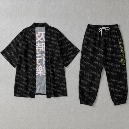 Ensemble Kimono Homme Polyester Léger Style Japonais Bebovizi
