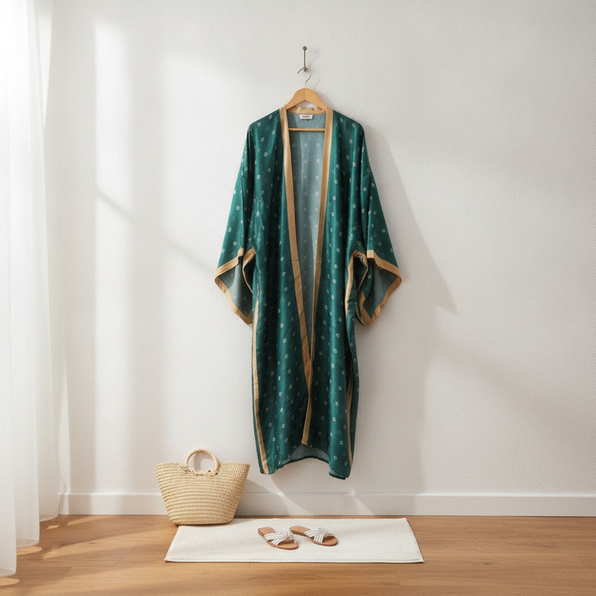 Kimono Long Bohème Imprimé Polyester Femme - Style Léger et Fleuri