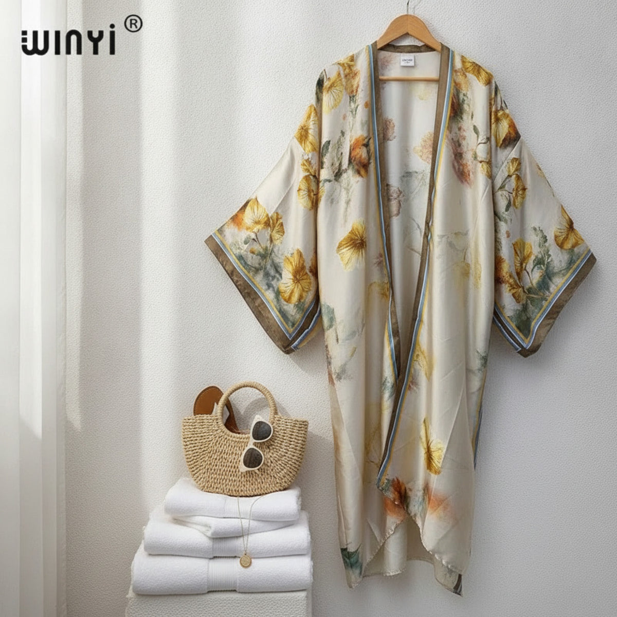 Kimono Long Bohème Imprimé Femme - Style Léger et Fleuri