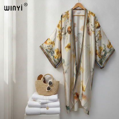 Kimono Long Bohème Imprimé Femme - Style Léger et Fleuri