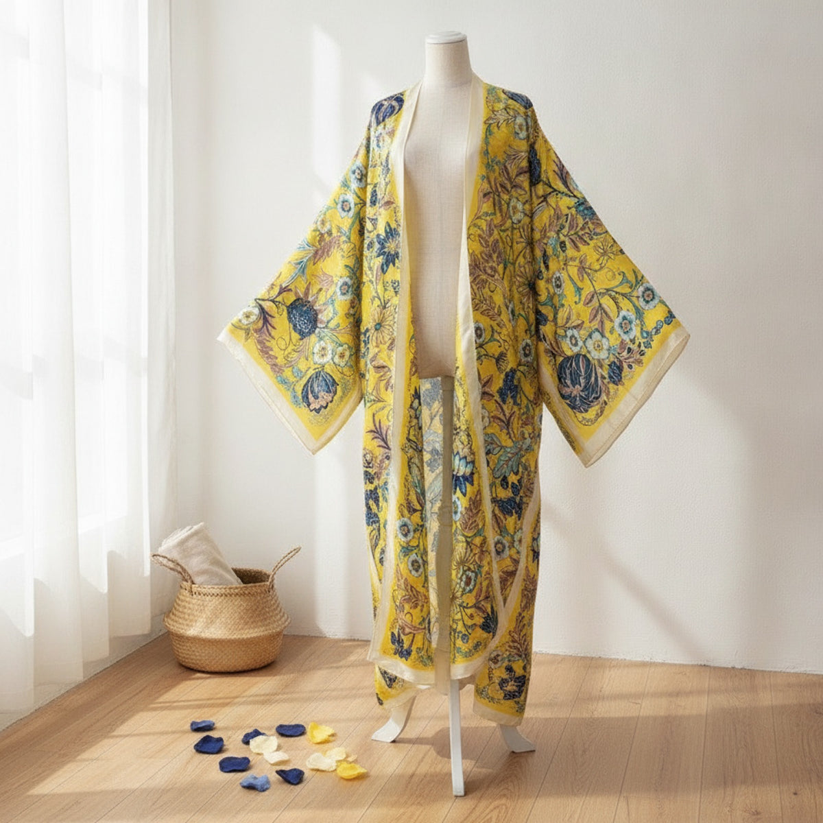 Kimono Long Bohème Imprimé Polyester Femme - Style Été 2024