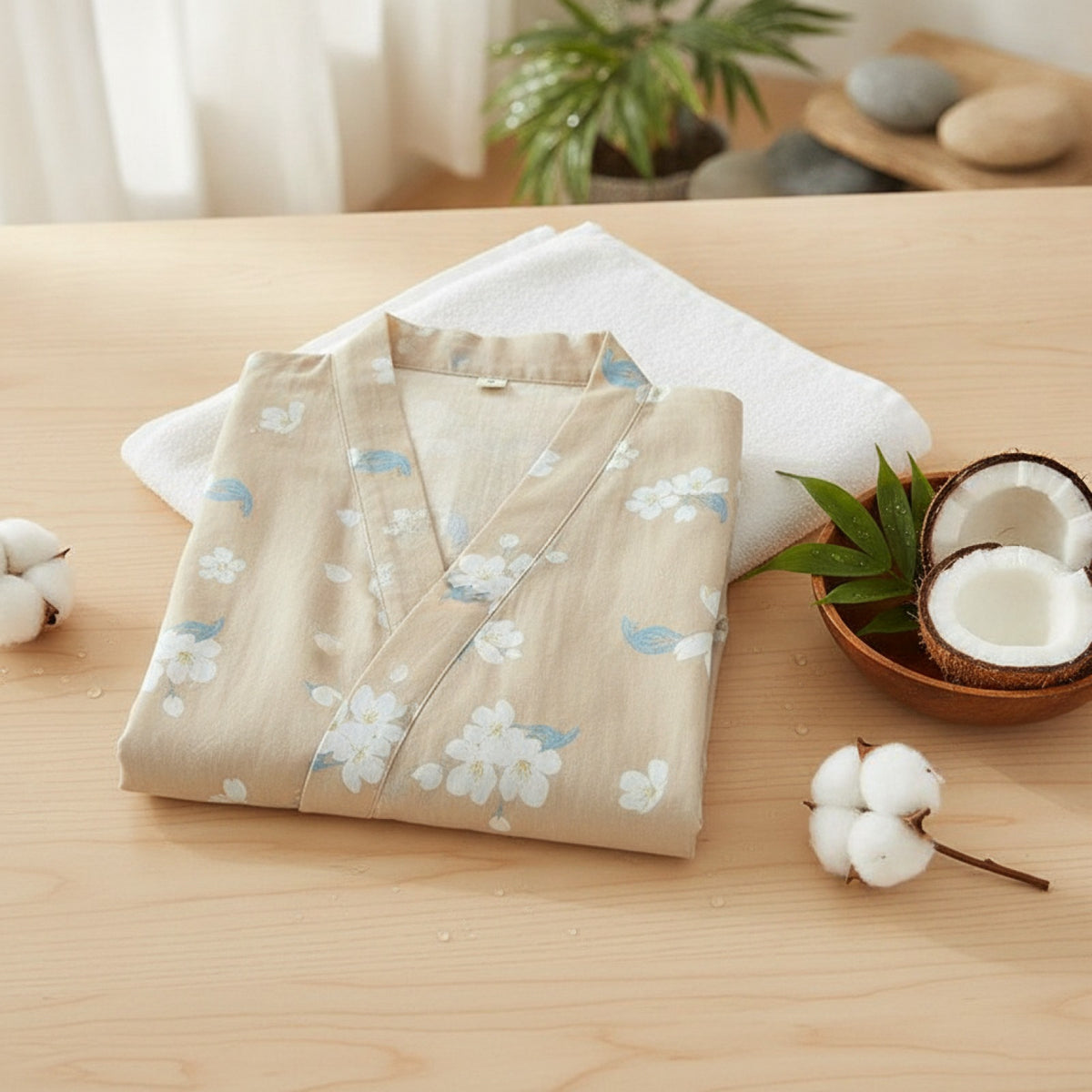 Kimono léger en coton pour femme - Motif cartoon