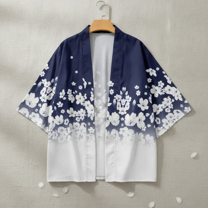 Kimono Court Femme Style Sakura & Papillon - Polyester Léger et Respirant