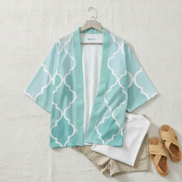 Kimono Court Polyester Léger Style Japonais Mixte Wifru
