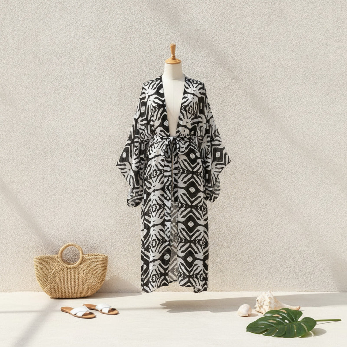 Kimono Long Bohème Imprimé Femme LORYLEI - Viscose Légère