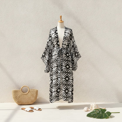 Kimono Long Bohème Imprimé Femme LORYLEI - Viscose Légère