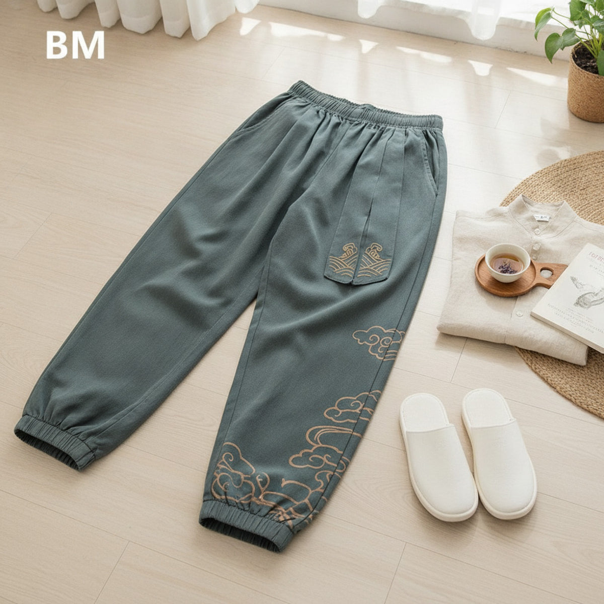 Pantalon Homme Harem Casual en Coton et Lin - Marque Bird Mountain