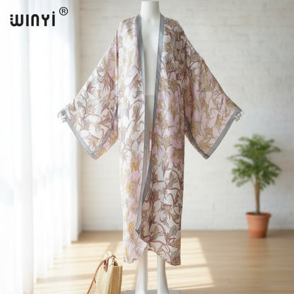Kimono Long Bohème Imprimé Polyester Femme - Style Jeune