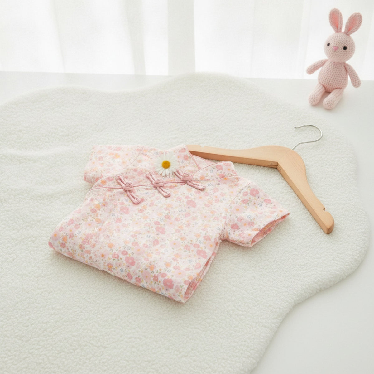 Barboteuse Bébé Fille Motif Floral en Coton - Été