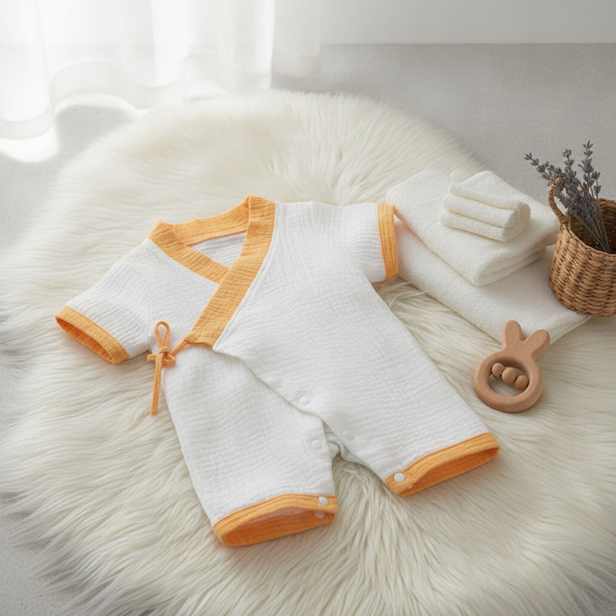 Barboteuse Bébé Mixte Fleurie en Coton - Style Kimono Été