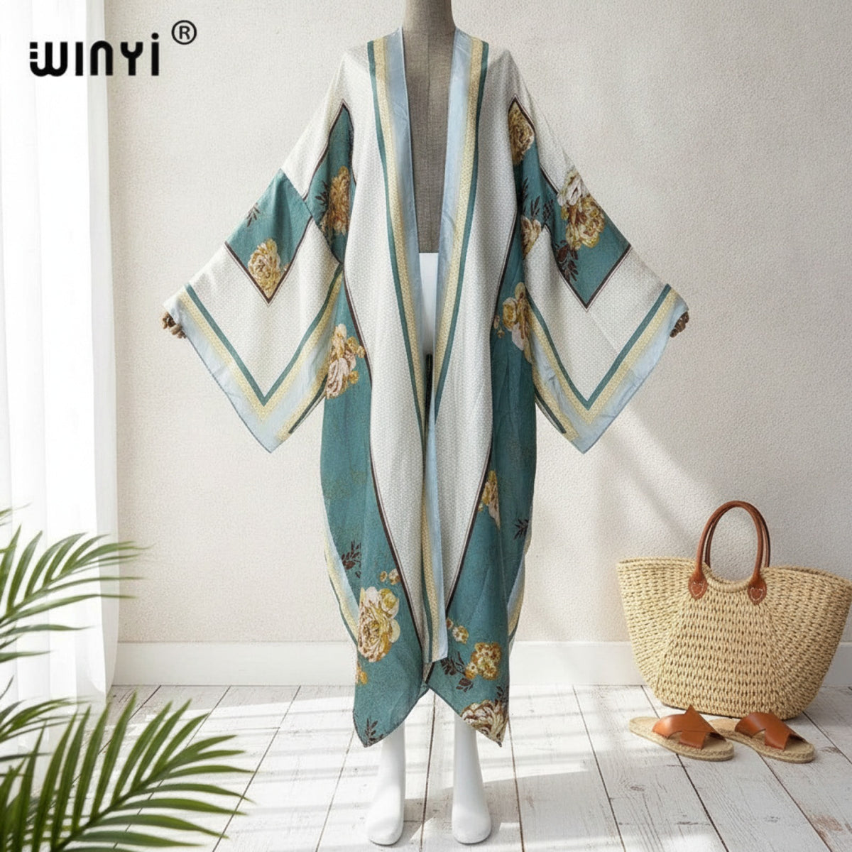 Kimono Long Bohème Imprimé Femme - Style Léger et Fleuri