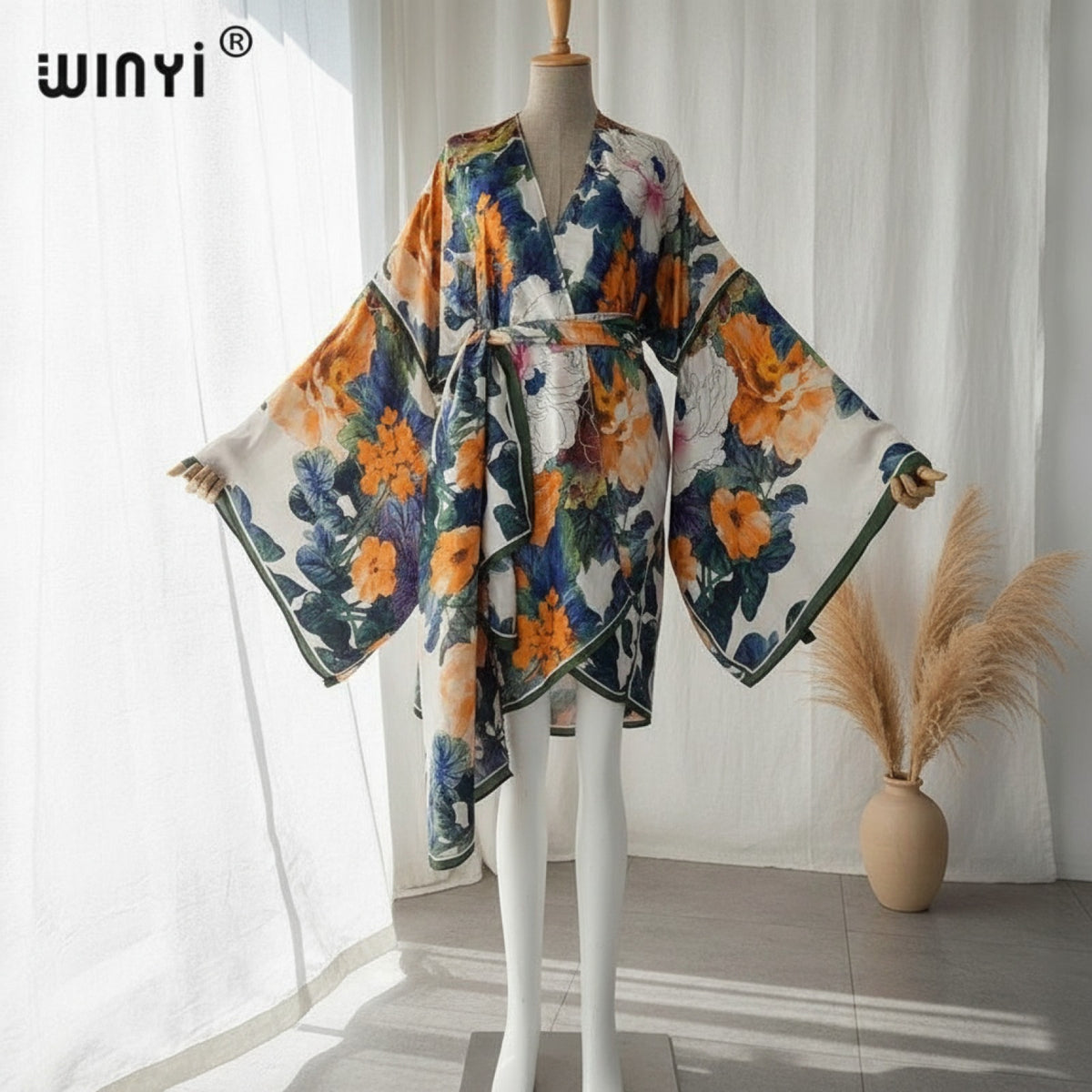 Kimono Mi-long Bohème Imprimé Polyester Femme