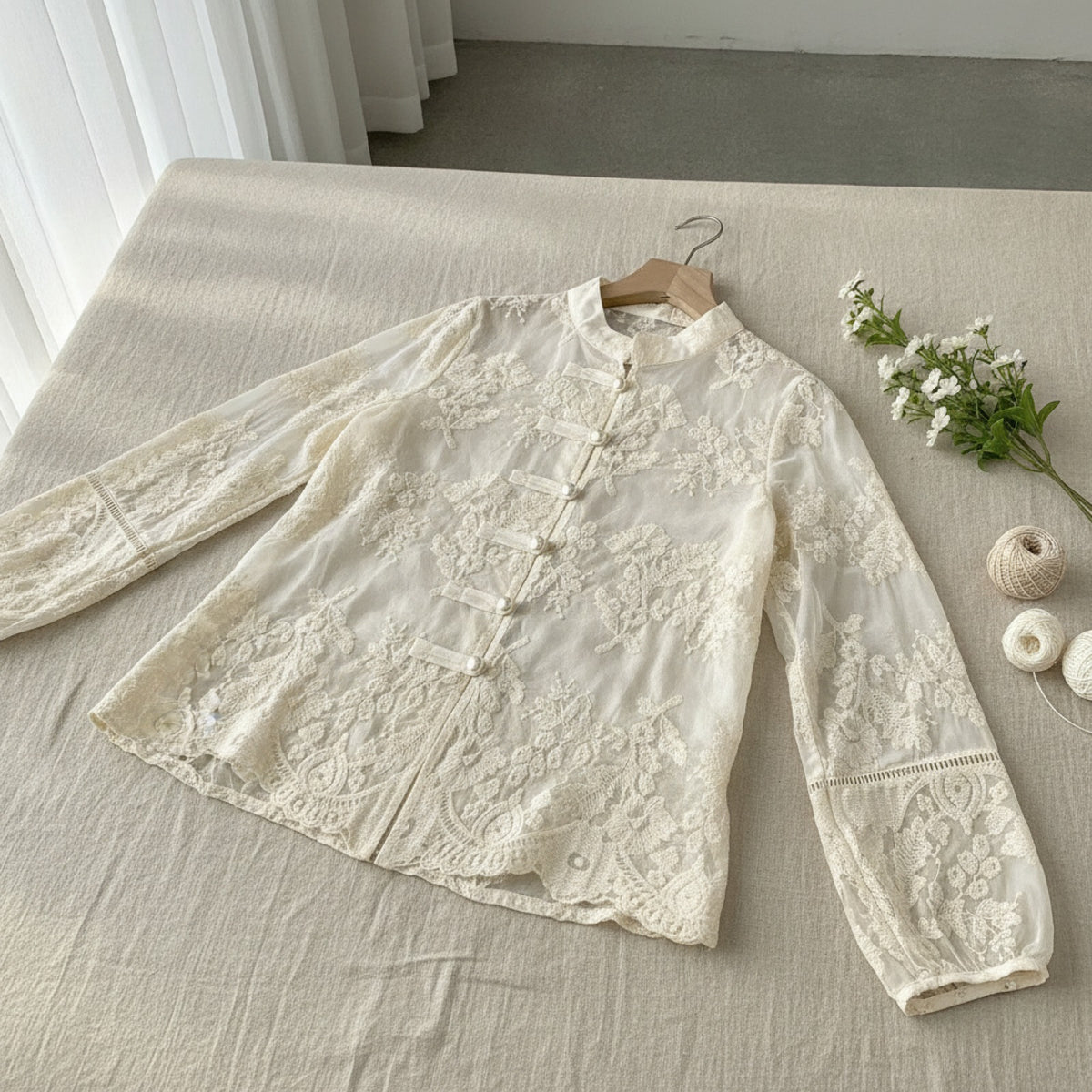 Chemise Femme GDUWNFR en Dentelle avec Broderie - Casual Chic