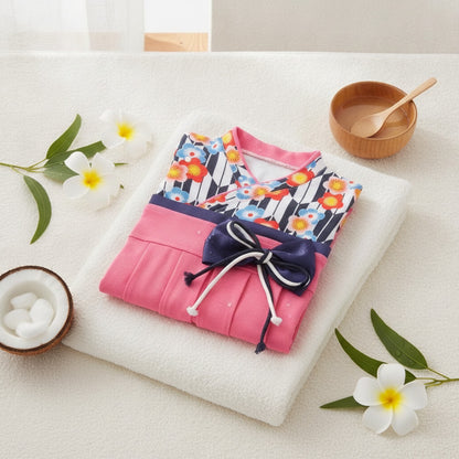Ensemble Kimono Bébé Fille et Pantalon Fleuri - Style Japonais Doux