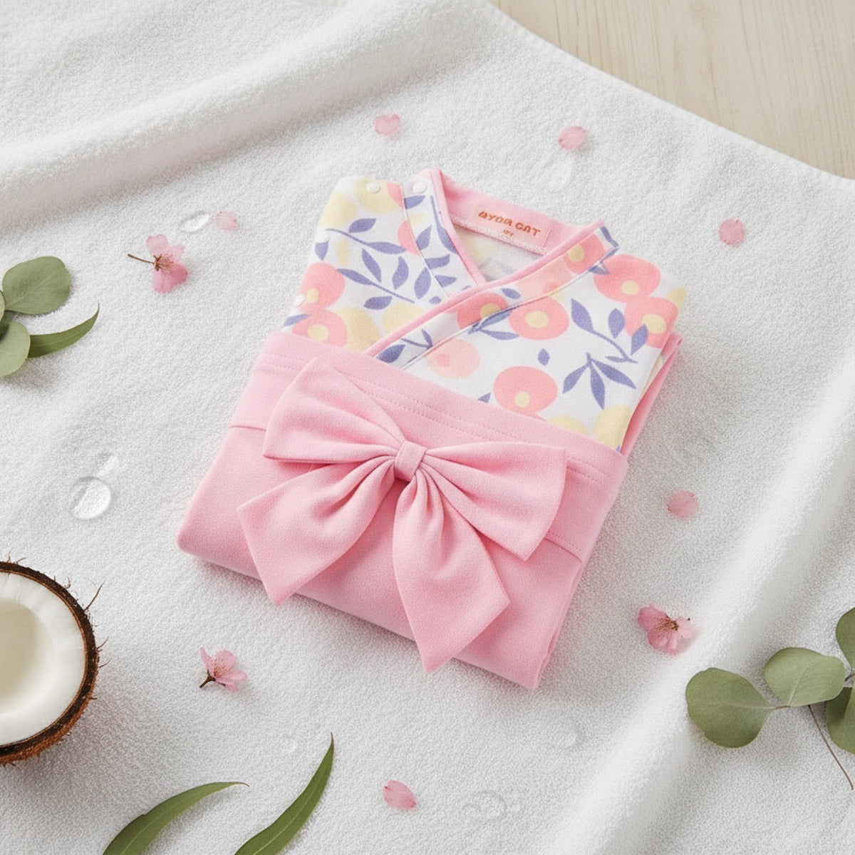 Ensemble Kimono et Pantalon Bébé Fille Style Japonais Fleuri