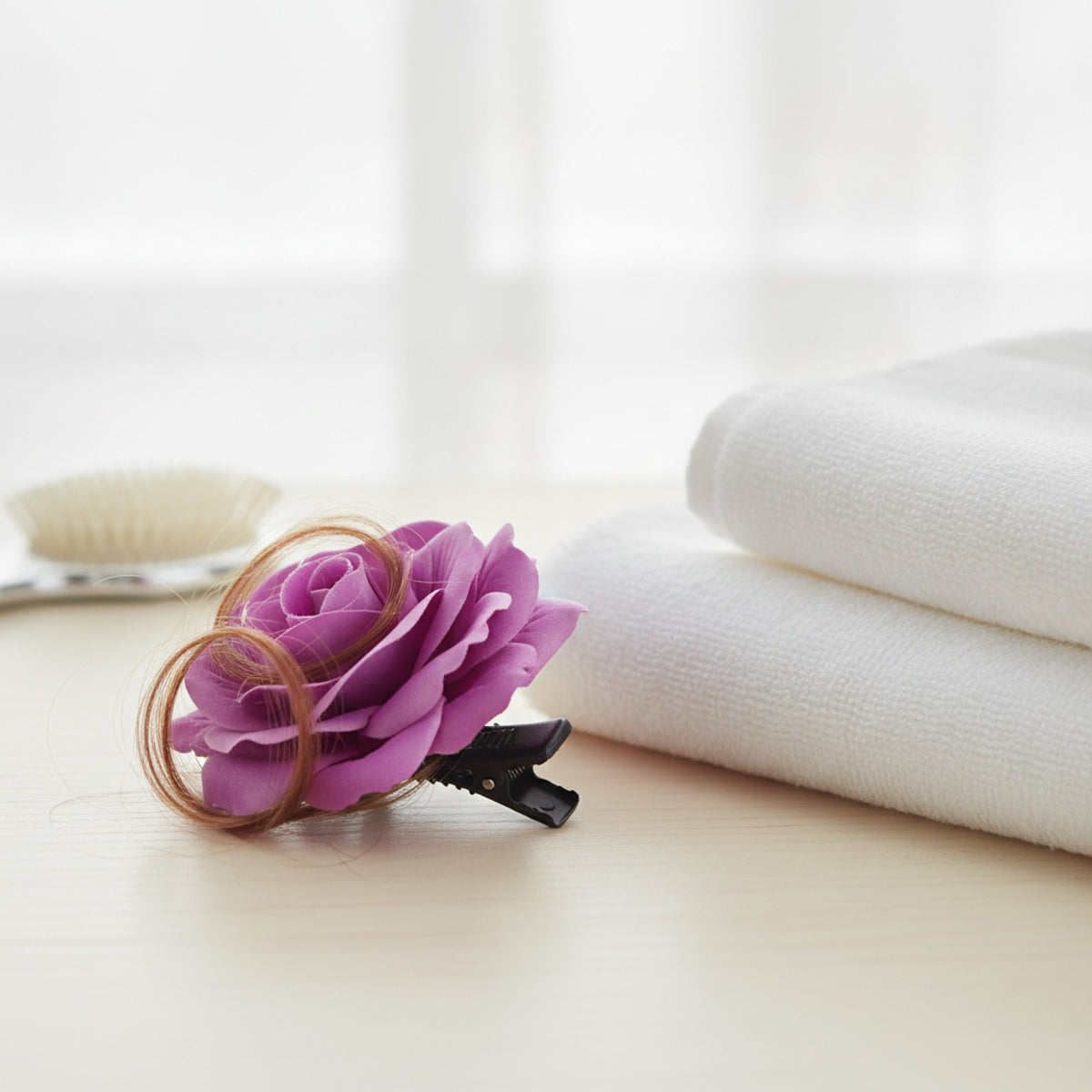 Pince à Cheveux Fleur Rose Satinée pour Femme