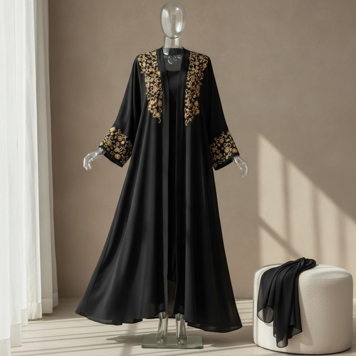 Ensemble Abaya Longue Femme avec Foulard - Chic et Léger