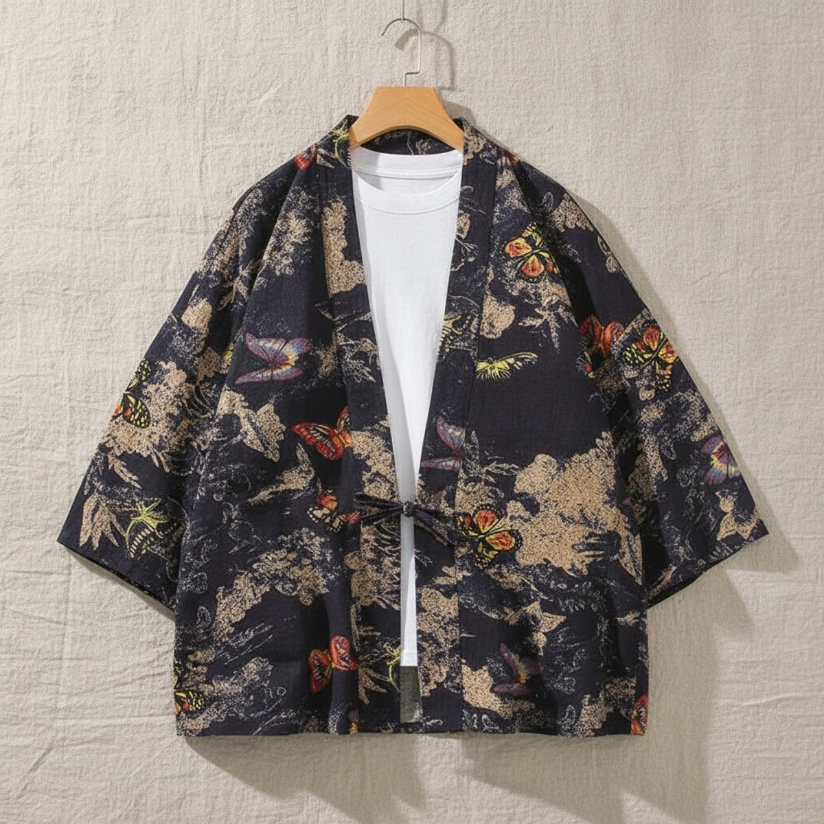 Kimono Court Homme en Coton et Lin - Style Traditionnel Asiatique